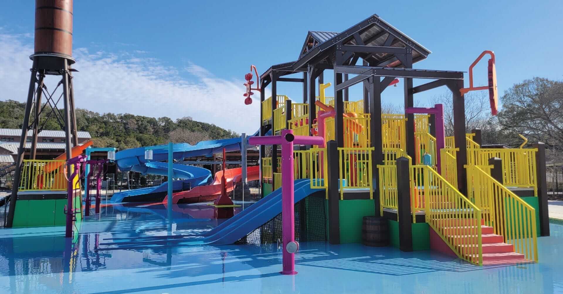 A shot of our water play structure in New Braunfels, Texas.
