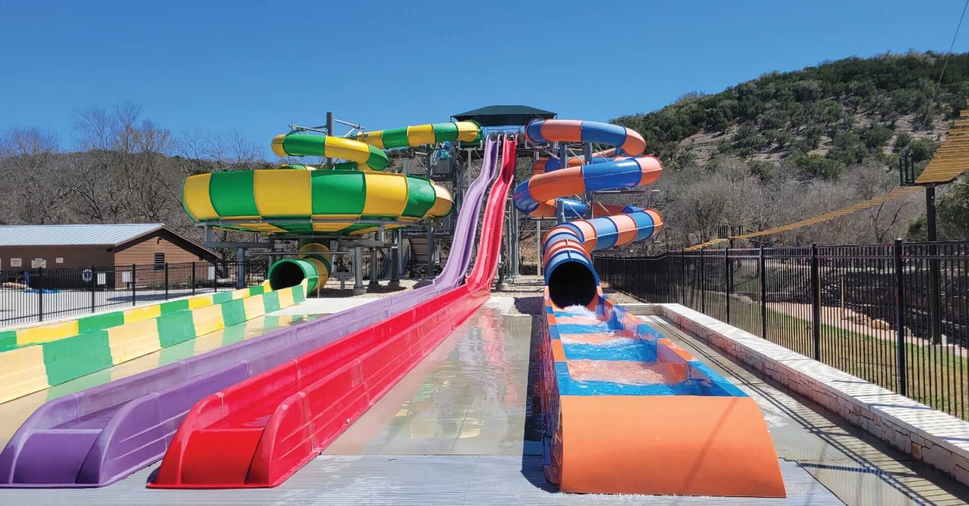 Water slides provided by our partners at the Camp Fimfo in New Braunfels, Texas.