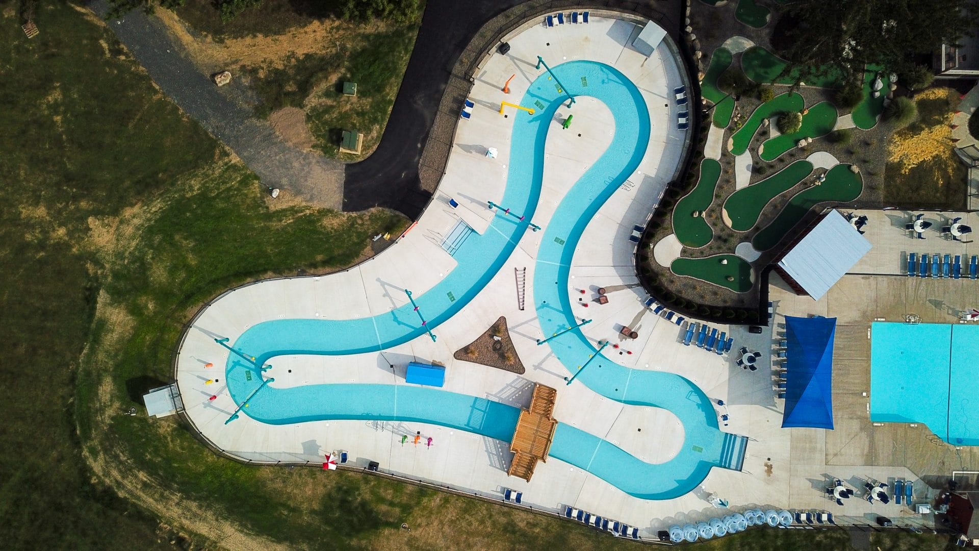 Arial drone shot of the lazy river in Gardiner, New York