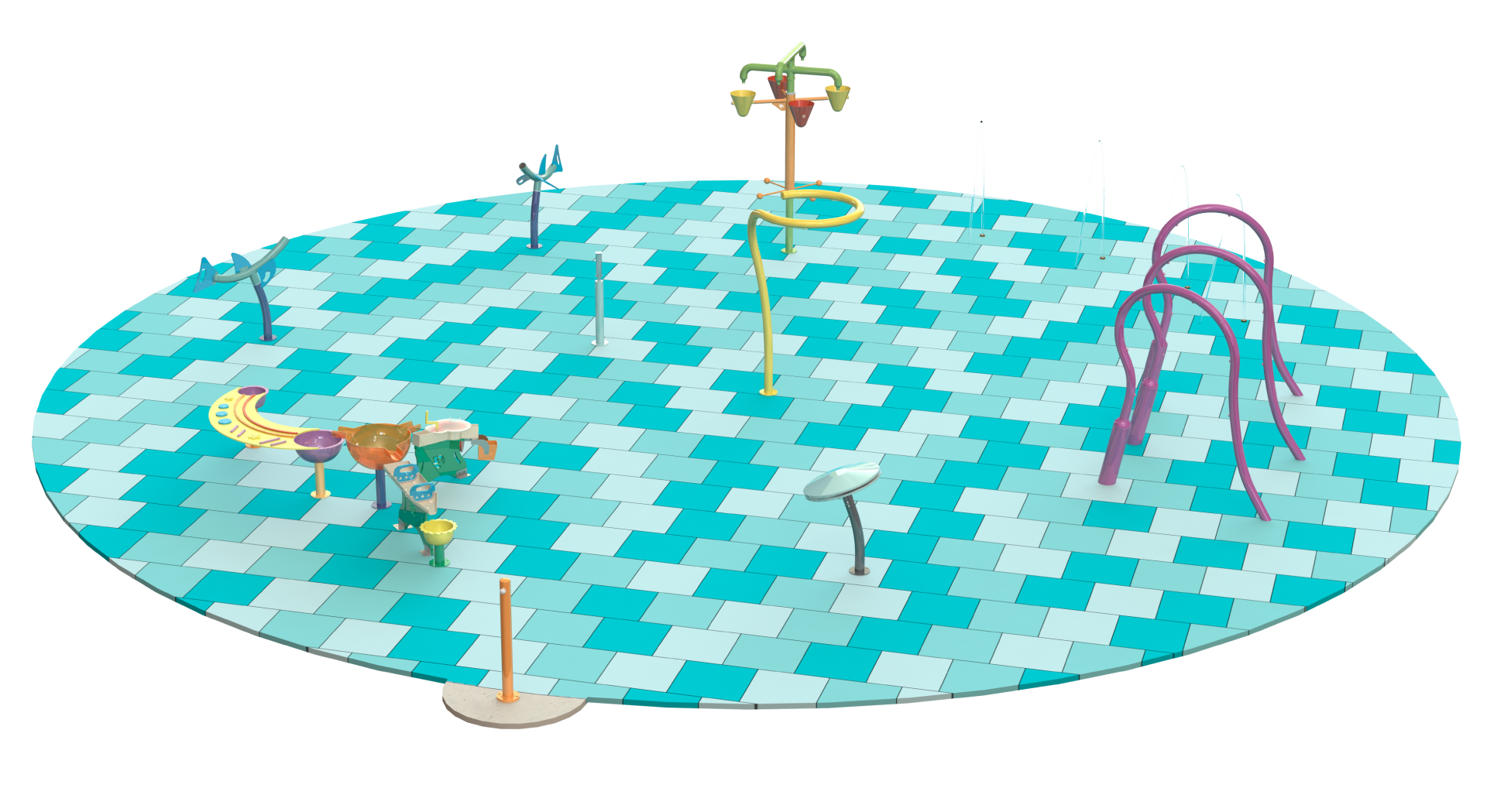 small interactive splash pad model